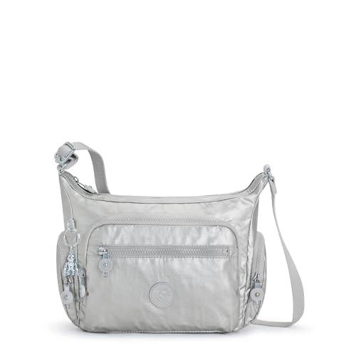 Kipling Damska torebka Gabbie Small Crossbody, lekka torebka na co dzień, torba na ramię, Jasny metaliczny, 11.5''L x 8.75''H x 6.5''D