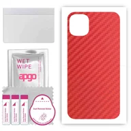 Szkła hartowane na telefon - Folia naklejka skórka strukturalna na TYŁ do Apple iPhone 11 - Carbon Czerwony - apgo SKINS - miniaturka - grafika 1