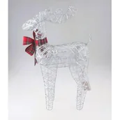 Ozdoby bożonarodzeniowe - Dekoracja renifer z kokardą 60 LED 60 cm srebrny - miniaturka - grafika 1