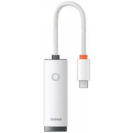 Karty sieciowe - Baseus Lite Series zewnętrzna karta sieciowa USB Typ C - RJ-45 1Gbps (1000Mbps) biały (WKQX000302) - miniaturka - grafika 1