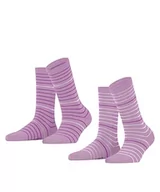 Skarpetki damskie - ESPRIT Fine Stripe 2-Pack skarpety damskie trwałe bawełna organiczna czarne szare plus kolory wzmocnione fantazyjny wzór z kolorowymi paskami zestaw 2 par, Czerwony (Orchid 8621), 39-42 EU - miniaturka - grafika 1