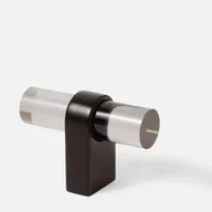 Meble modułowe i akcesoria - Uchwyt meblowy akryl dymiony 50 mm i nóżką czarny mat - miniaturka - grafika 1