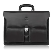 Teczki i aktówki - Torba męska na ramię skórzana do pracy aktówka czarna - miniaturka - grafika 1
