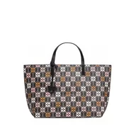 Torebki damskie - Pinko Damska torba na zakupy, duża skórzana torba z nadrukiem logo, Zm7q_czarny/brązowy/biały. Antyczny Go, Zm7q_czarny/brązowy/biały. Antyczny Go - miniaturka - grafika 1