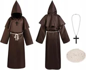 Stroje karnawałowe - Przebranie Kostium Strój Szata Mnicha Mnich Akcesoria Halloween Brązowy Xl - miniaturka - grafika 1