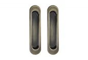 Zawiasy, okucia i inne akcesoria - Uchwyt do drzwi przesuwnych wpuszczany owalny B-HARKO R003AB 151x35 mm, patyna(2 sztuki) - miniaturka - grafika 1