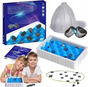 MAGNETYCZNA GRA W SZACHY EDUKACYJNA KAMIENIE MAGNETYCZNE 30 + PLANSZA 2w1 - Gry planszowe - miniaturka - grafika 1