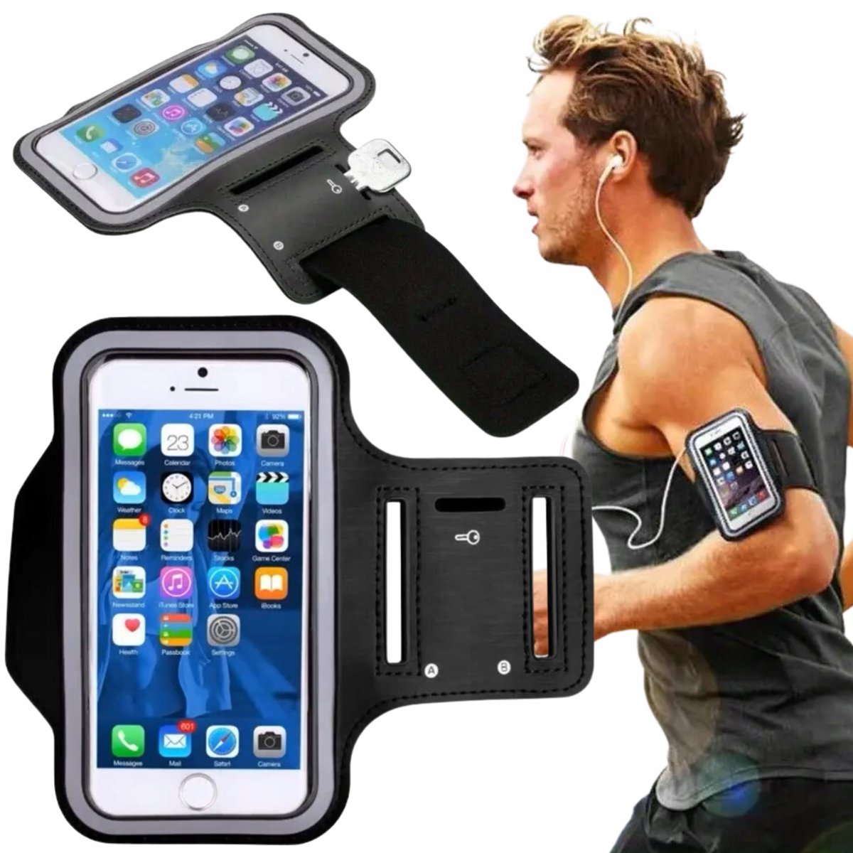 Opaska pokrowiec etui NA RAMIĘ telefon klucze sportowe do biegania ODBLASKI