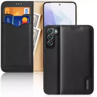 Portfele - Dux Ducis Hivo skórzane etui z klapką pokrowiec ze skóry naturalnej portfel na karty i dokumenty Samsung Galaxy S22+ (S22 Plus) czarny - miniaturka - grafika 1