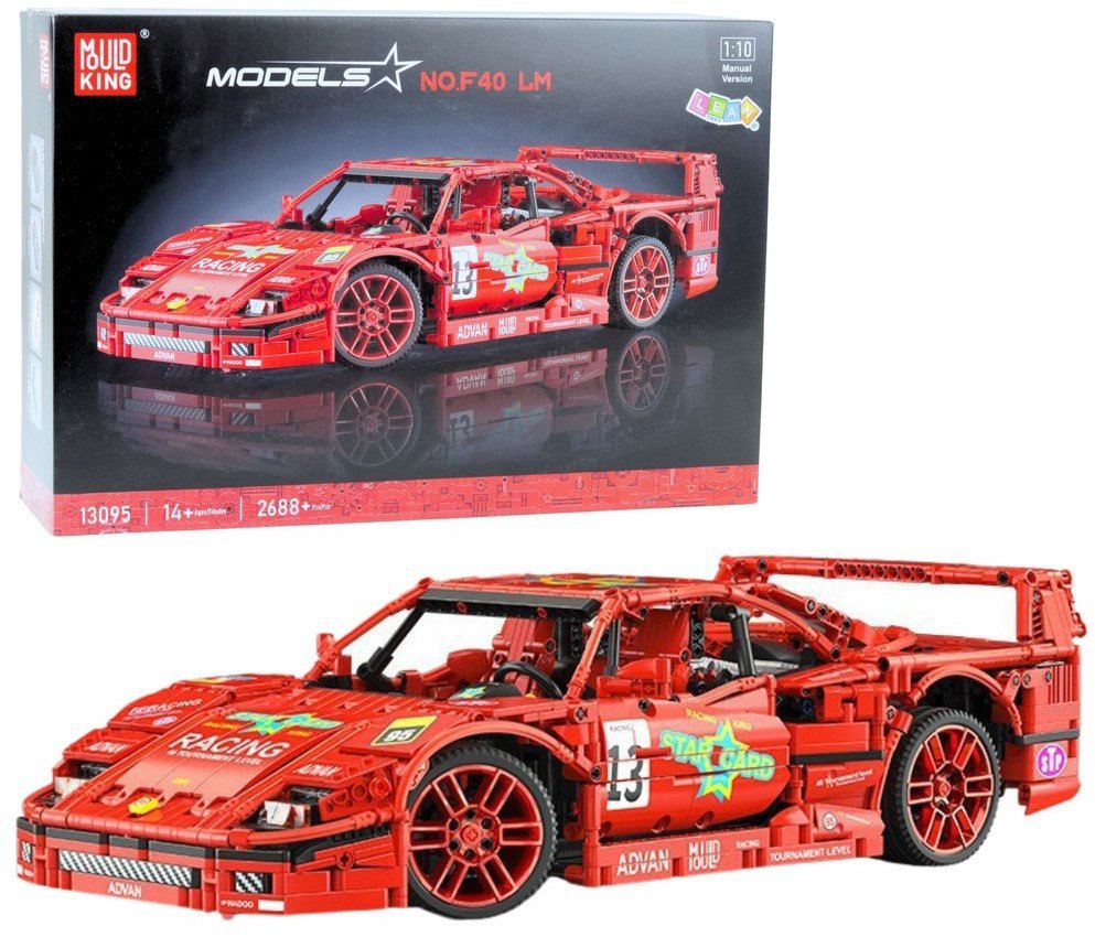 Klocki Konstrukcyjne Samochód Sportowy Wyścigowy Czerwony 1:10 2688 el. LEAN Toys