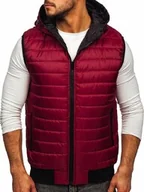 Kamizelki męskie - Bordowa pikowana kamizelka męska z kapturem Denley MY88 - miniaturka - grafika 1