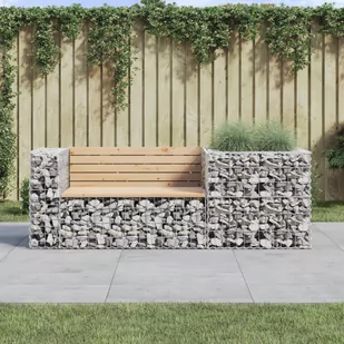 vidaXL Ławka ogrodowa z koszem gabionowym, lite drewno sosnowe - Ławki ogrodowe - miniaturka - grafika 1