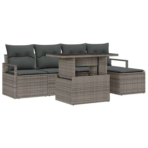 Zestaw Sof Ogrodowych Modularnych Rattan Szary 65-75cm x 60cm