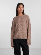 Swetry damskie - Pieces Sweter 17140372 Brązowy Regular Fit - miniaturka - grafika 1