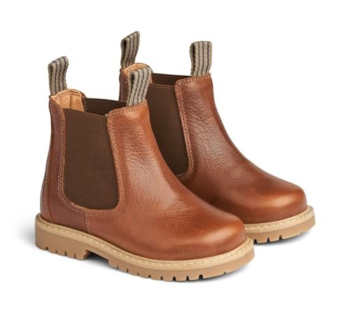 Wheat Dziecięce buty dziecięce Chelsea CAJ dla chłopców i dziewczynek, 90% skóra, 10% zamsz, oddychające buty śnieżne, 9002 Koniak, 29 EU