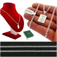 Łańcuszki - SREBRNY ŁAŃCUSZEK MĘSKI PANCERKA + NIEŚMIERTELNIK Z GRAWEREM 925 NA PREZENT - miniaturka - grafika 1