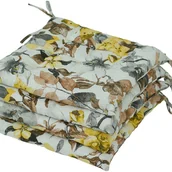 Poduszki na krzesła - Zestaw poduszek na krzesło ogrodowe do jadalni AMPO 36x36 cm biały brązowy żółty 4 szt. - miniaturka - grafika 1