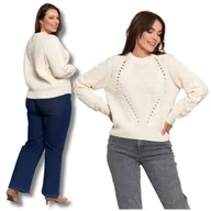 Swetry damskie - CIEPŁY SWETER DAMSKI WARKOCZOWY SPLOT ELEGANCKI KLASYCZNY MORAJ XXL/3XL - miniaturka - grafika 1