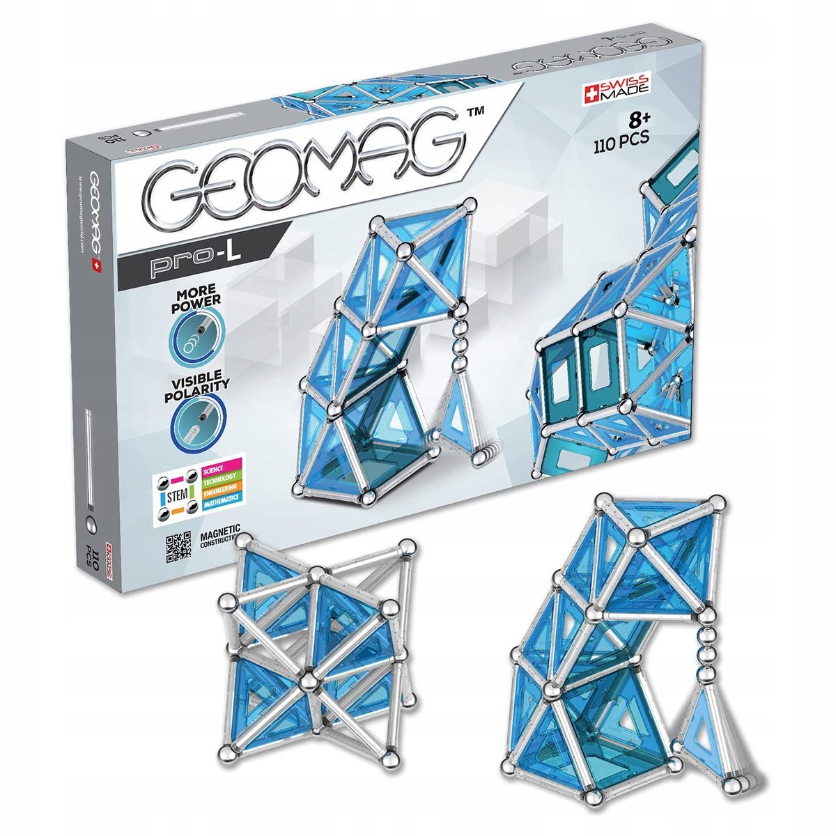 Zestaw konstrukcyjny Geomag PRO-L Niebiesko Srebrne, 110 Sztuk