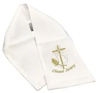 Ubranka do chrztu - Szal z haftem KRZYŻ ELEGANCKI - szatka do chrztu w formie szala - miniaturka - grafika 1