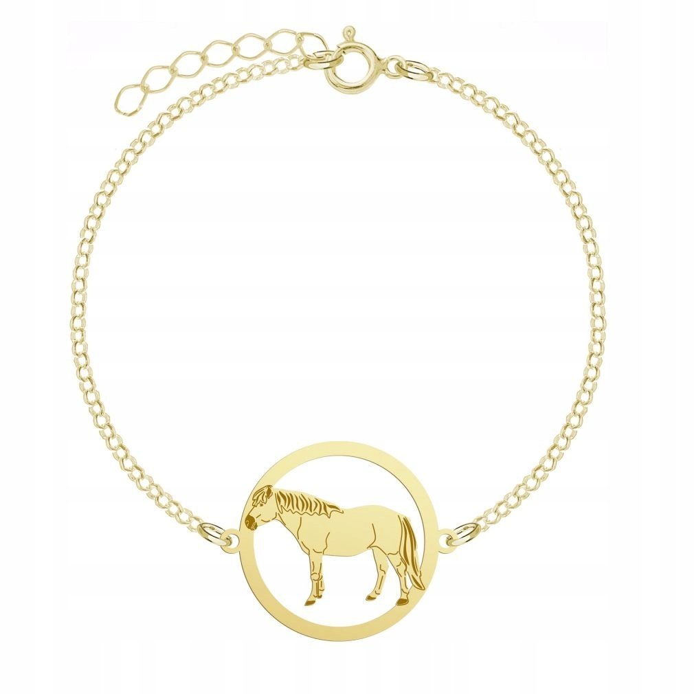 Bransoletka Złota Koń Huculski 925 Łańcuszek Biżuteria GRAWER GRATIS