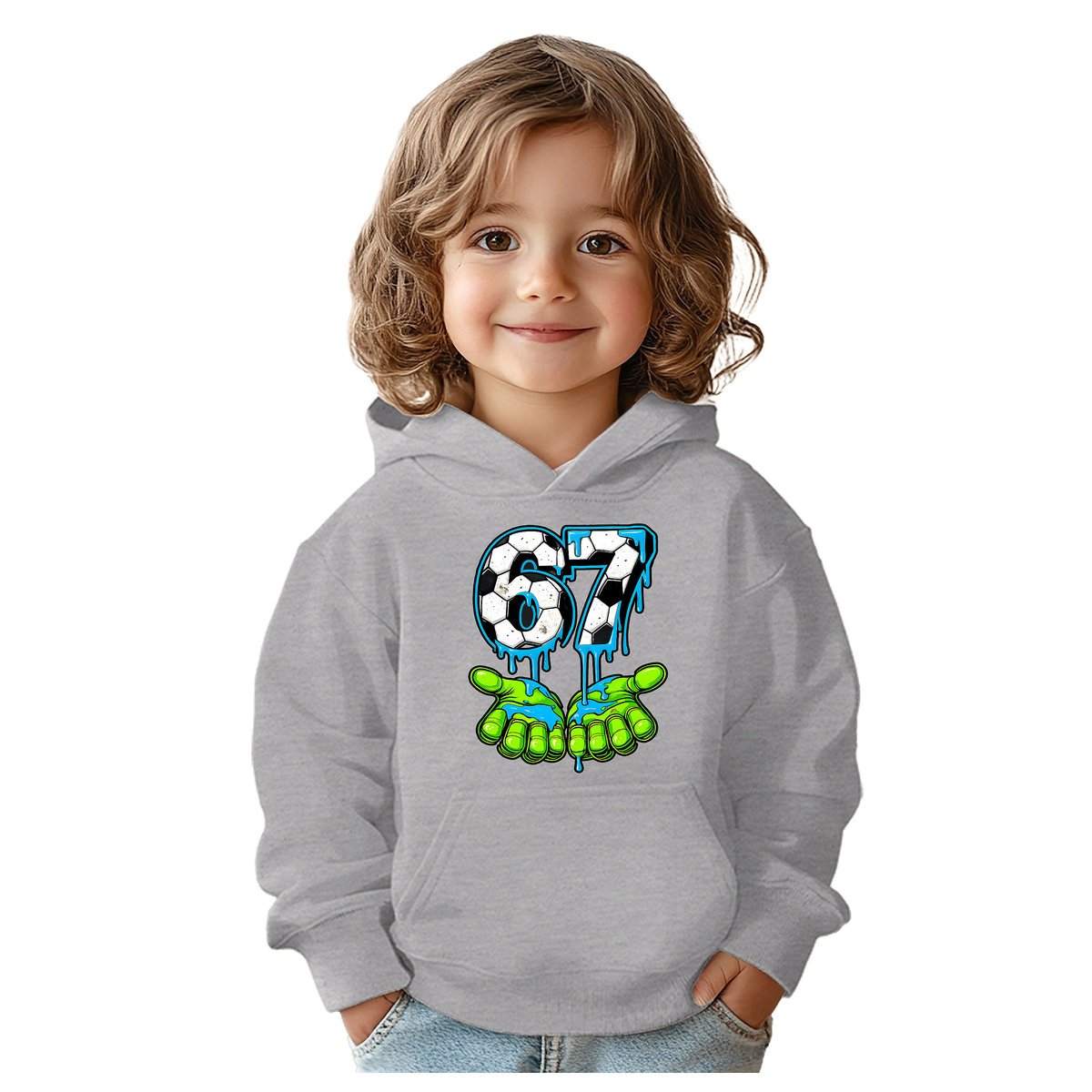 BLUZA DZIECIĘCA Z KAPTUREM 67 SIX SEVEN PIŁKA VIRAL 110-116 PREZENT