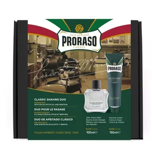 PRORASO Green Classic Shaving Duo zestaw Balsam po goleniu Green 100 ml + Krem do golenia Green 150 ml dla mężczyzn - Balsamy po goleniu - miniaturka - grafika 1