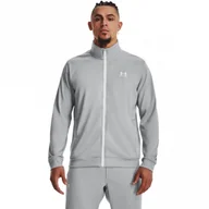 Bluzy sportowe męskie - Męska bluza rozpinana bez kaptura Under Armour Sportstyle Tricot Jacket - szara - UNDER ARMOUR - miniaturka - grafika 1