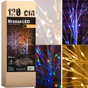 DRZEWKO ŚWIĄTECZNE BRZOZA LED DEKORACJA BOŻE NARODZENIE 120CM 96 LED ŚWIĘTA Niebieska - Ozdoby bożonarodzeniowe - miniaturka - grafika 1