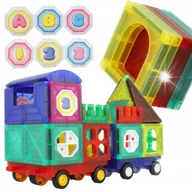 Klocki - KLOCKI MAGNETYCZNE Konstrukcyjne Płytki Magnet 3D Zestaw 72 el. PREZENT - miniaturka - grafika 1