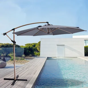 Parasol ogrodowy boczny SANTORINI WOOD 3m Dark Grey - Focus Garden - Parasole ogrodowe - miniaturka - grafika 1