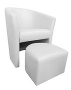 Fotele - ATOS Fotel Club z podnóżkiem D10 Biały - miniaturka - grafika 1