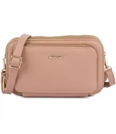 Torebki damskie - Mała prostokątna mini torebka kopertówka 3 komory 2 paski - miniaturka - grafika 1