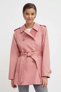 Płaszcze damskie - Tommy Hilfiger trencz bawełniany kolor różowy przejściowy oversize - grafika 1