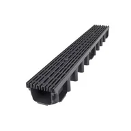 Rynny i akcesoria - Kanał z kratą PP line czarny System 1000 x 98 A15 100 x 13,1 x 9,8 cm MAXPOL - miniaturka - grafika 1