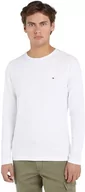 Koszulki męskie - Tommy Hilfiger Męska koszulka z długim rękawem Stretch Slim Fit Long Sleeve Tee z okrągłym dekoltem, Biały, 3XL - miniaturka - grafika 1