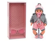 Lalki dla dziewczynek - Adar Lalka bobas 45 cm, różowo-szare ubranko - miniaturka - grafika 1