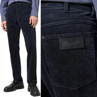 Spodnie męskie - Wrangler RIVER Dark Navy KLASYCZNE ZWĘŻANE GRANATOWE SZTRUKSY W34 L34 - miniaturka - grafika 1