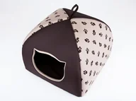 Legowiska dla kotów - HOBBYDOG Budka dla kota IGLOO Beż w łapki R3 - miniaturka - grafika 1