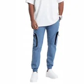 Spodnie męskie - Spodnie męskie JOGGERY cargo niebieskie V7 OM-PAJO-0135 XL - miniaturka - grafika 1