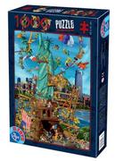 Puzzle - D-Toys Puzzle 1000 Szaleństwo budowa Statuły Wolności NY - - miniaturka - grafika 1