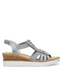 Sandały damskie - Rieker Sandały V38H8-12 Niebieski - miniaturka - grafika 1