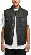 Garnitury - Urban Classics Męska kamizelka Denim Vest, bez rękawów kamizelka dżinsowa dla mężczyzn, dostępna w wielu kolorach, rozmiary S - 5XL, Black washed, L - miniaturka - grafika 1