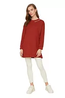 Bluzy damskie - Trendyol Brązowa bluza damska z okrągłym kołnierzem, brązowa, średnia - miniaturka - grafika 1