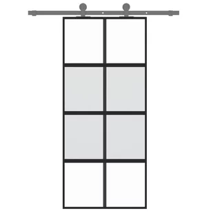 Drzwi przesuwne, czarne, 90x205 cm, szkło hartowane, aluminium 8721012120570 - Drzwi wewnętrzne - miniaturka - grafika 4