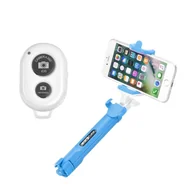 Selfie stick - Zestaw / uchwyt selfie z pilotem na bluetooth tripod  niebieski - miniaturka - grafika 1