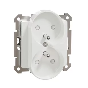 Gniazdo podwójne z uziemieniem, 2x2P+PE z przesłonami do systemu ramkowego (do ramek Elements), biały SEDNA DESIGN - Gniazdka elektryczne - miniaturka - grafika 1