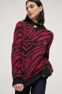 Swetry damskie - Volcom sweter z domieszką wełny damski kolor bordowy ciepły - grafika 1
