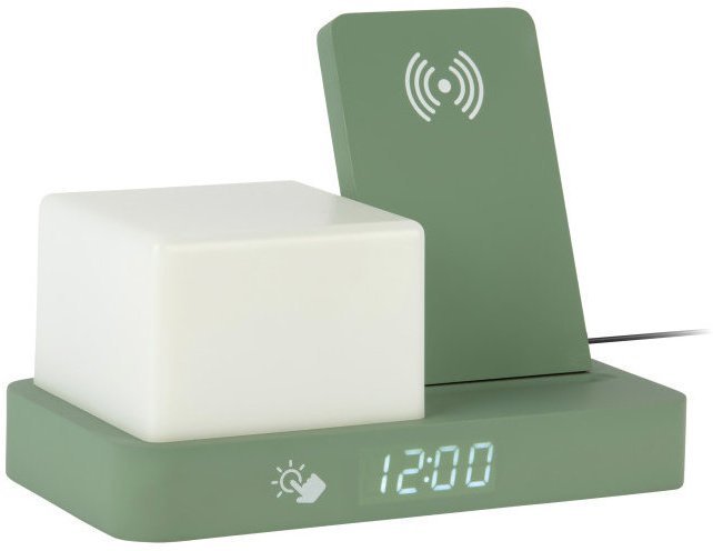 Karlsson Budzik zegar ładowarka lampka Karlsson KA6079GR drewniany LED 21x15 cm .
