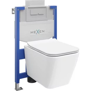 Mexen zestaw podtynkowy WC stelaż Fenix XS-U z miską WC Cube i deską wolnoopdającą, biały - Stelaże i zestawy podtynkowe do WC - miniaturka - grafika 1